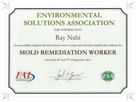 mold remediation certificate